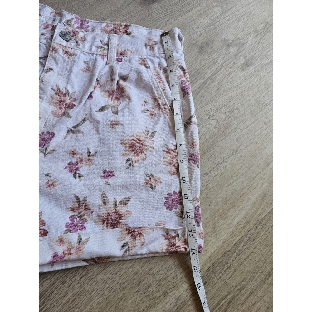 American Eagle Floral Mom Shorts Size 12 Denim White Pink Jean Spring Summer - Picture 3 of 9